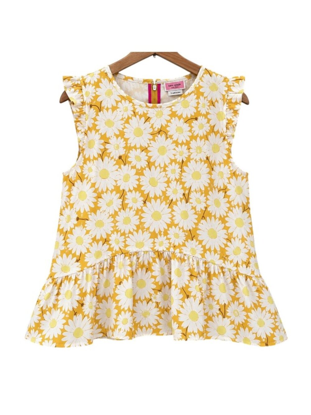 Kate Spade Womens Twee Daisy Peplum Top Size 8 Coquette Cottagecore Floral Retro